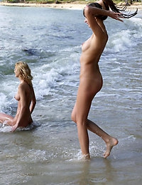  Three angels enjoy sexy in nature's garb beach fun